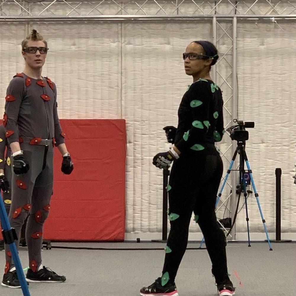 Cynthia Navarro on a motion capture set